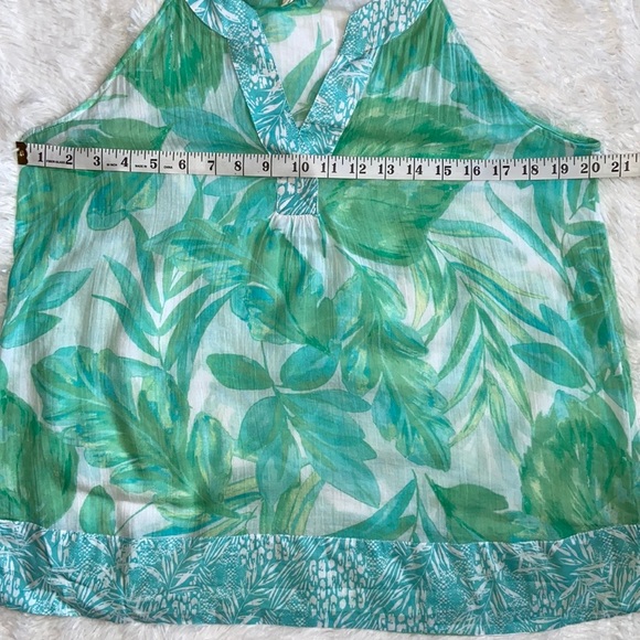 Christian Siriano Sleeveless Green Top With Plant Print Size Medium - Picture 3 of 8